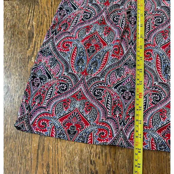 J Jill Wearever Collection Paisley Print Long Sleeve Peplum Top Red Black Sz 2X - Picture 4 of 10